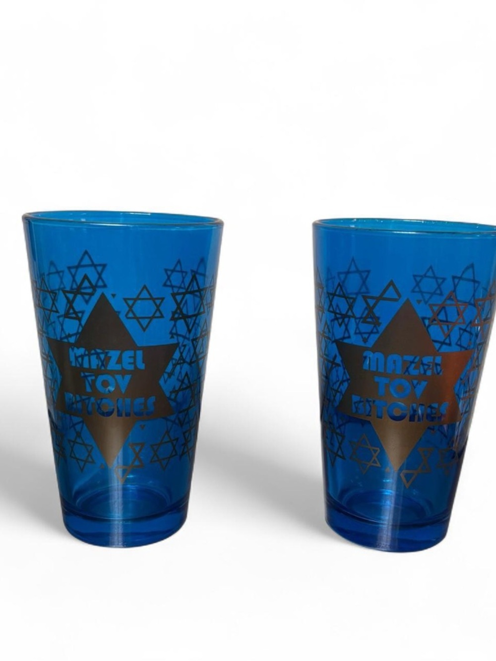 Urban Outfitters Blue 'Mazel Tov' Glass Cups - Pair